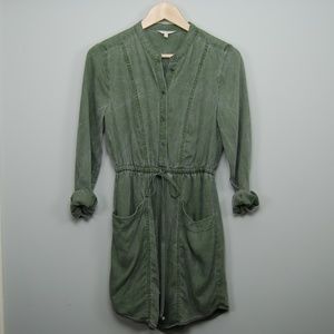 Lucky Brand Wash Green Utility Shirt Dress